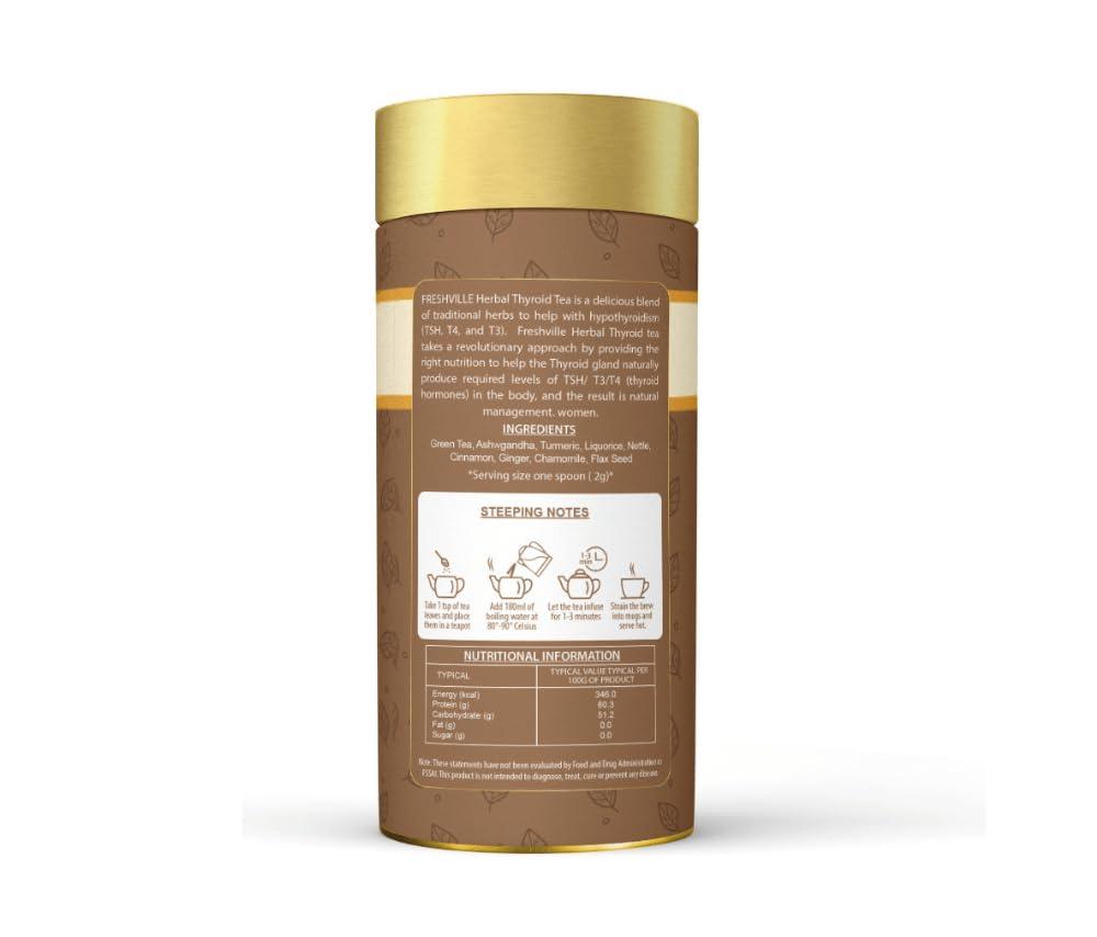 FRESHOKIT Freshville Thyroid Green Tea | Thyroid Support Green Tea | Restore healthy T3, T4 levels - 100 Gm