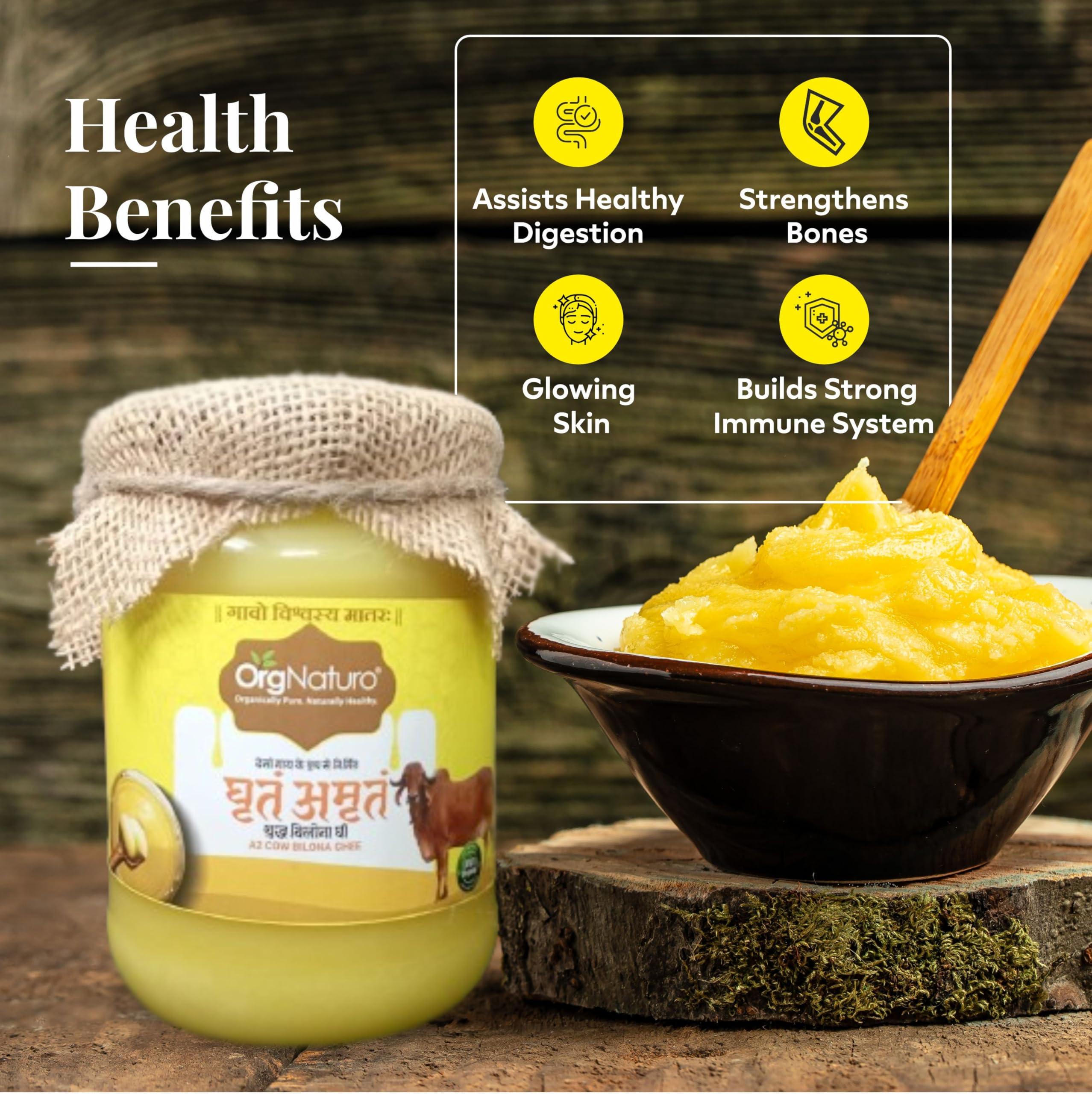 OrgNaturo OrgNaturo Pure Desi Cow Bilona Ghee - 500 Ml|Vedic Bilona Method|Traditional Hand Churned|100% Pure and Natural