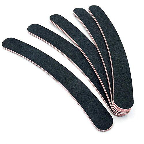 SYBL SYBL 12Pcs Black Curved Nail Files Emery Boards Eva Double-Sided Polished Buffering Files Professional Washable Cosmetic Manicure Pedicure Tools Trimming Polished Buffering Files
