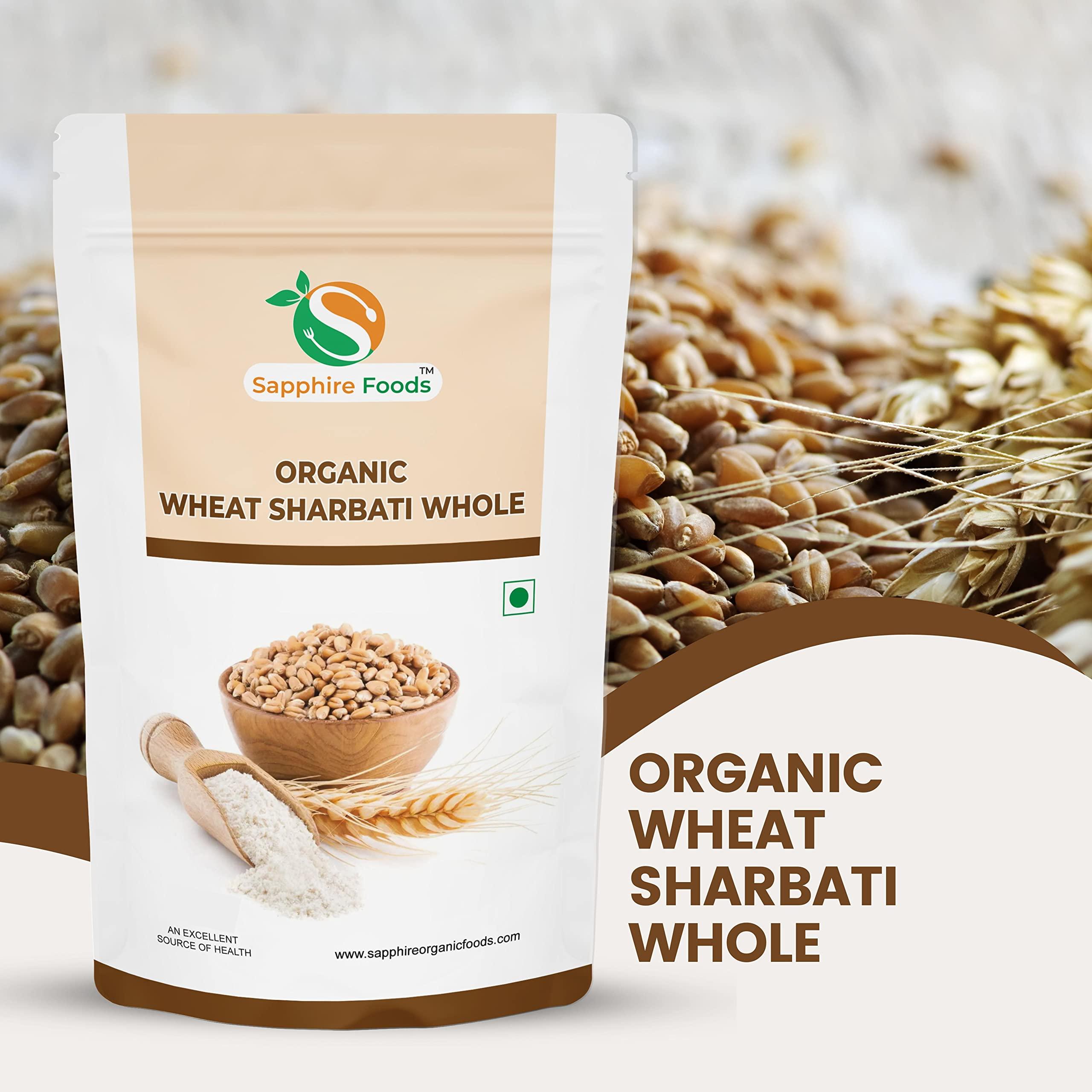 SAPPHIRE FOODS SAPPHIRE FOODS Natural & original Sharbati Wheat Whole grain Pure Clean Sharbati Gehu New Sharbati Wheat | healthy wheat grain Healthy Grains Fiber Rich immunity builder New Sharbati Wheat (500g)