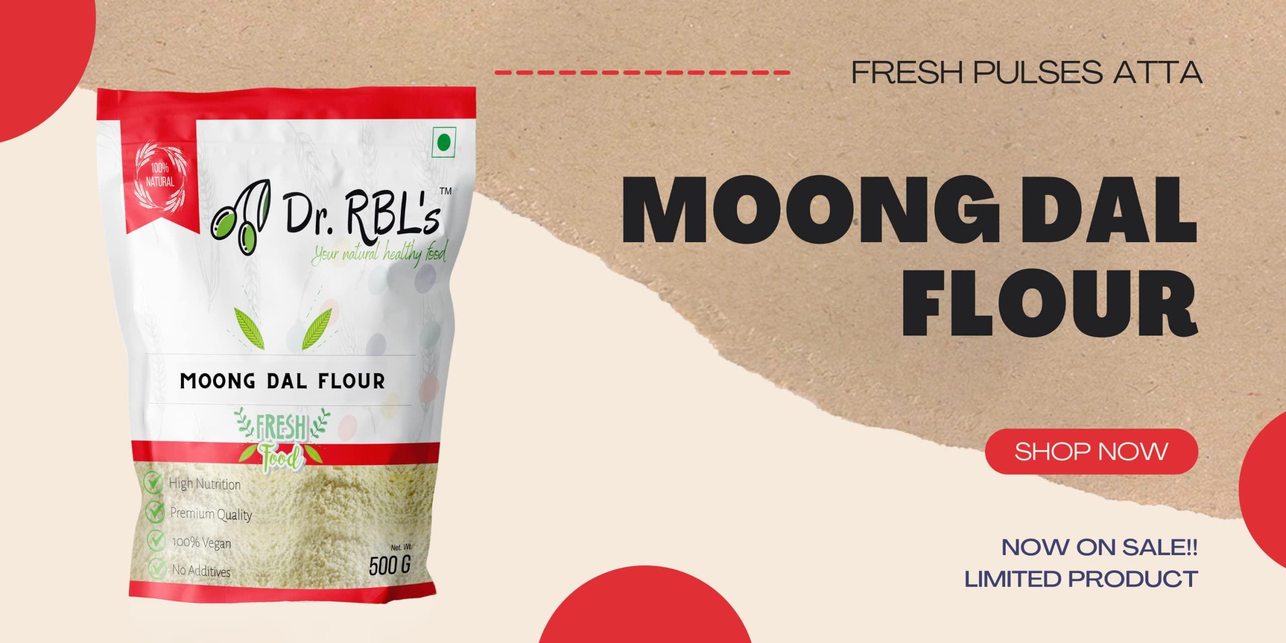 Dr. RBL's Dr. RBL\'s Moong Dal Flour | Moong Dal Atta | Nutritious, High in Fiber and Protein | Ideal for Cooking, Baking, and Gluten-Free | Pack of 6 (3KG)