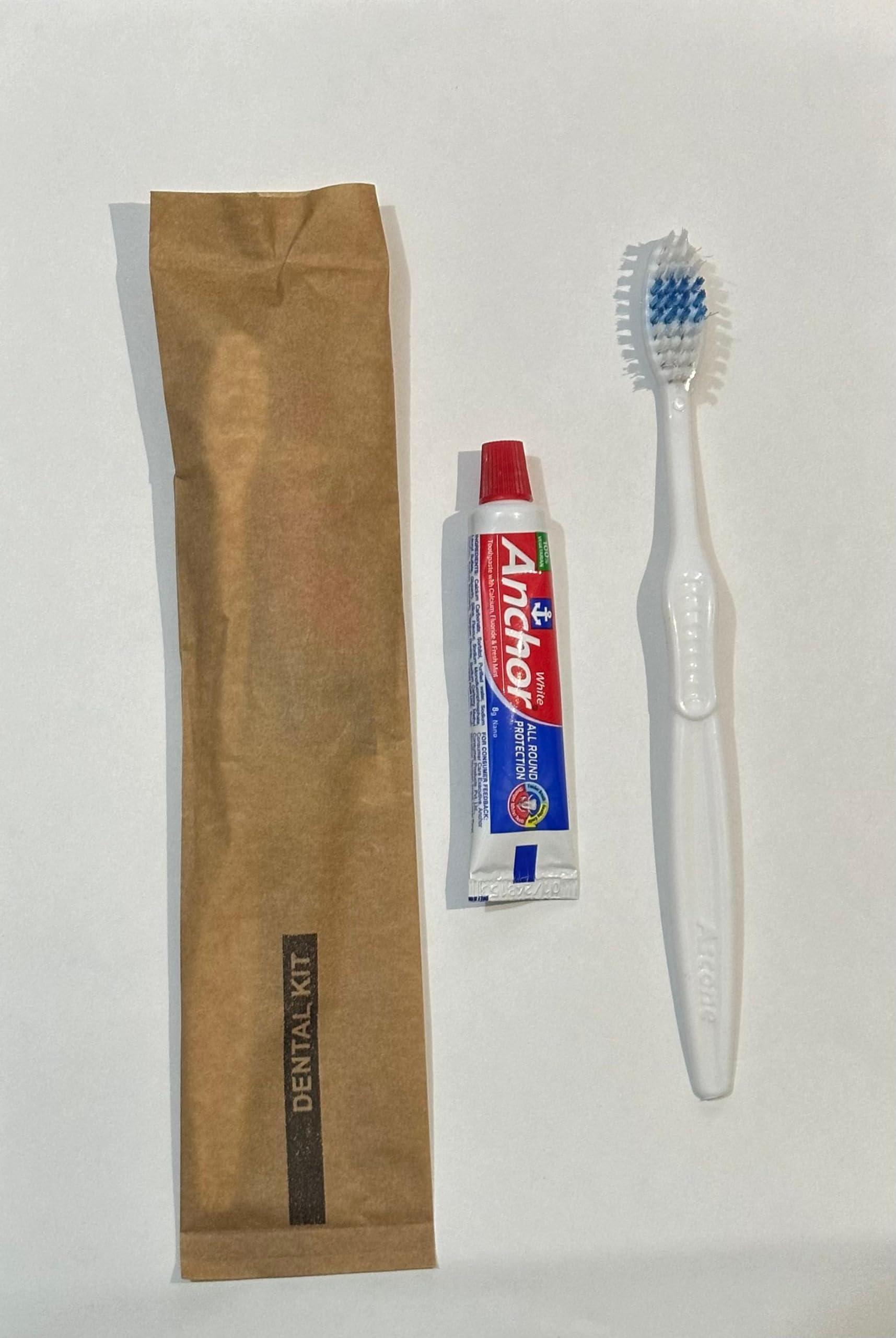 Generic SOLUTION| Hotel Dental Kit| Toothbrushes With Toothpaste (8g) | Disposable Travel Kit | Dental Kit In Bulk | Individually Wrapped | Hotels and Vacation Rentals | Hotel Amenities| (100 Kits)
