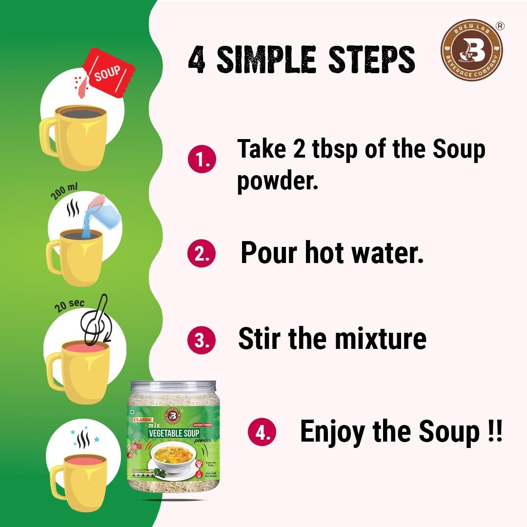 Brew Lab Brew Lab Classic Mix Vegetable Soup Powder | Rich Source of Fluids | Suitable For Vending Machines | Healthy & Tasty | (250gm)