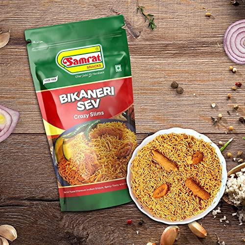 SAMRAT SAMRAT| BIKANERI SEV Crazy Slims Tangy & Crispy Taste Namkeen|Ghar Jaisi Hi Namkeen|Healthy Snacks|Every Day Fresh Indian Snacks |Traditional Indian Snacks| (400G)