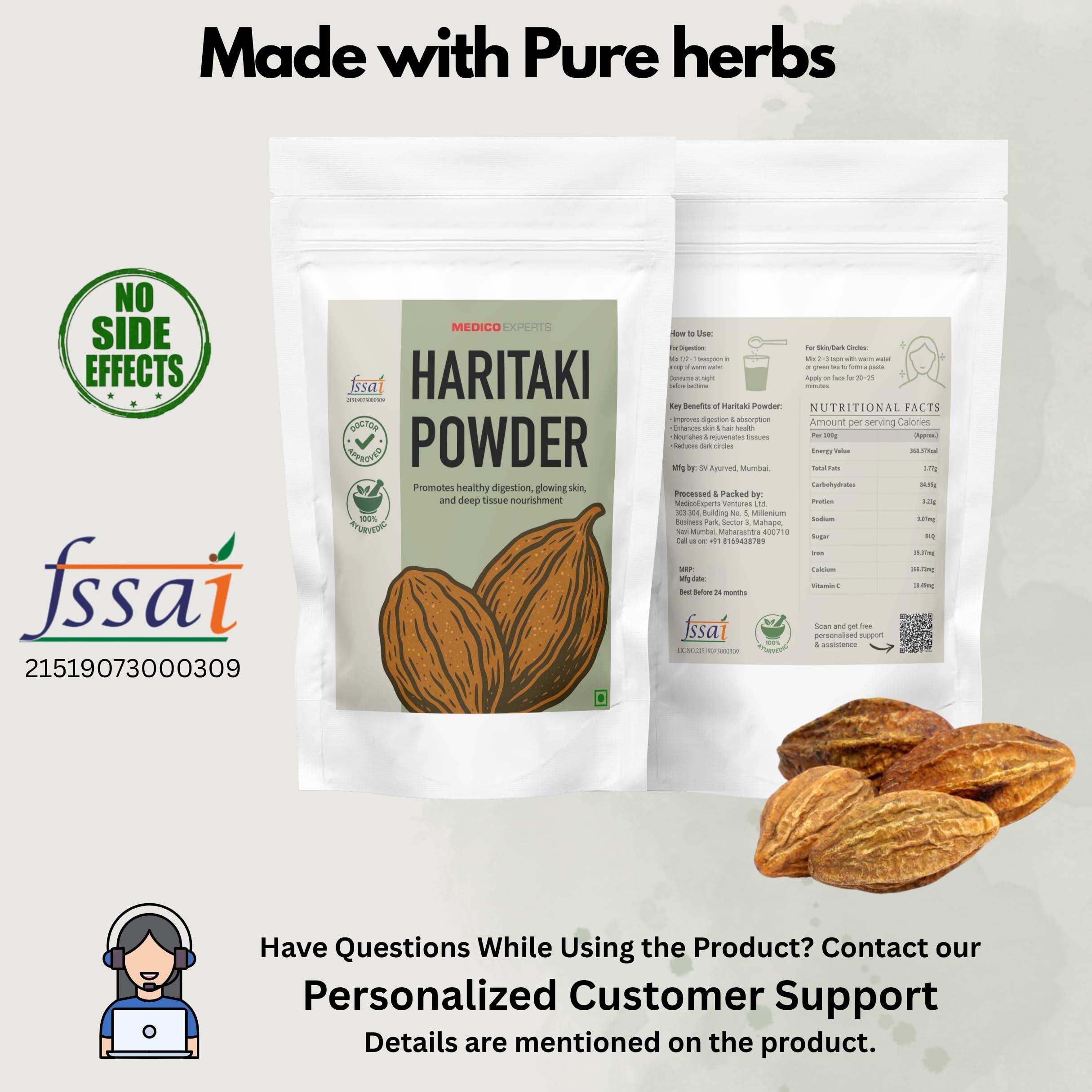 MedicoExperts MedicoExperts Haritaki Powder Organic - 200gms - Inknut Powder for Dark Circles, Face, Skin & Healthy Digestion - Harde Powder, Kadukkai Powder, Harad Powder