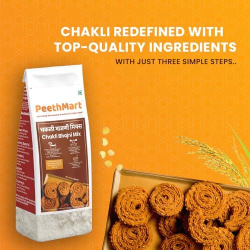 PeethMart PeethMart Chakli Bhajni Mix |Traditional Instant Indian Snack Mix | Authentic Delicious Snack |100% Natural Ingredients | Namkeen Snacks for Foodie | Party Snacks (Pack of 3)