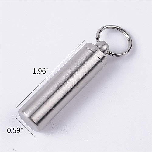 warmUS Medical Grade Stainless Steel Pill Fob with 2 Cleaner Brushes and 2 Sealing Rings Emergency Aspirin Waterproof Keychain Pill Holder(Diameter - 0.59\" x Height 1.96\")