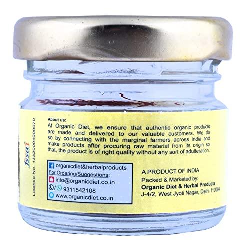 Organic Diet - Natural is Always Better Organic Diet Fresh & Pure Organic Saffron (Kesar | Zafran) Whole Rich Nutritious & Delicious, Good for Pregnant Women, 1 gm (Pack of 1)