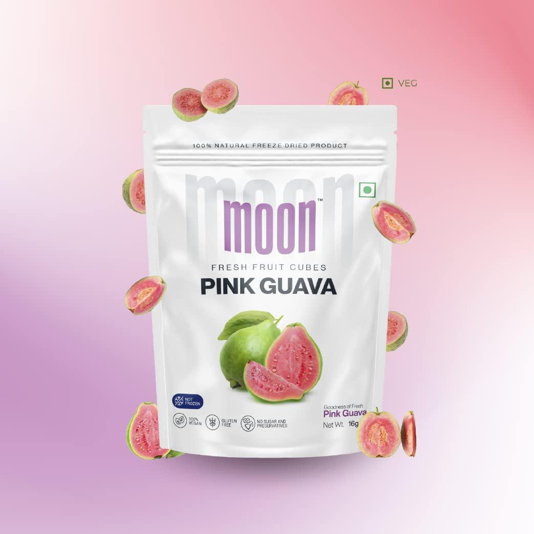 Moon Moon Freeze Dried Guava | No Preservatives, No Added Sugar, Healthy Dried Fruit | 100% Natural, Vegan, Gluten Free Snack for Kids and Adults | 16 g Pouch (Pack of 1)