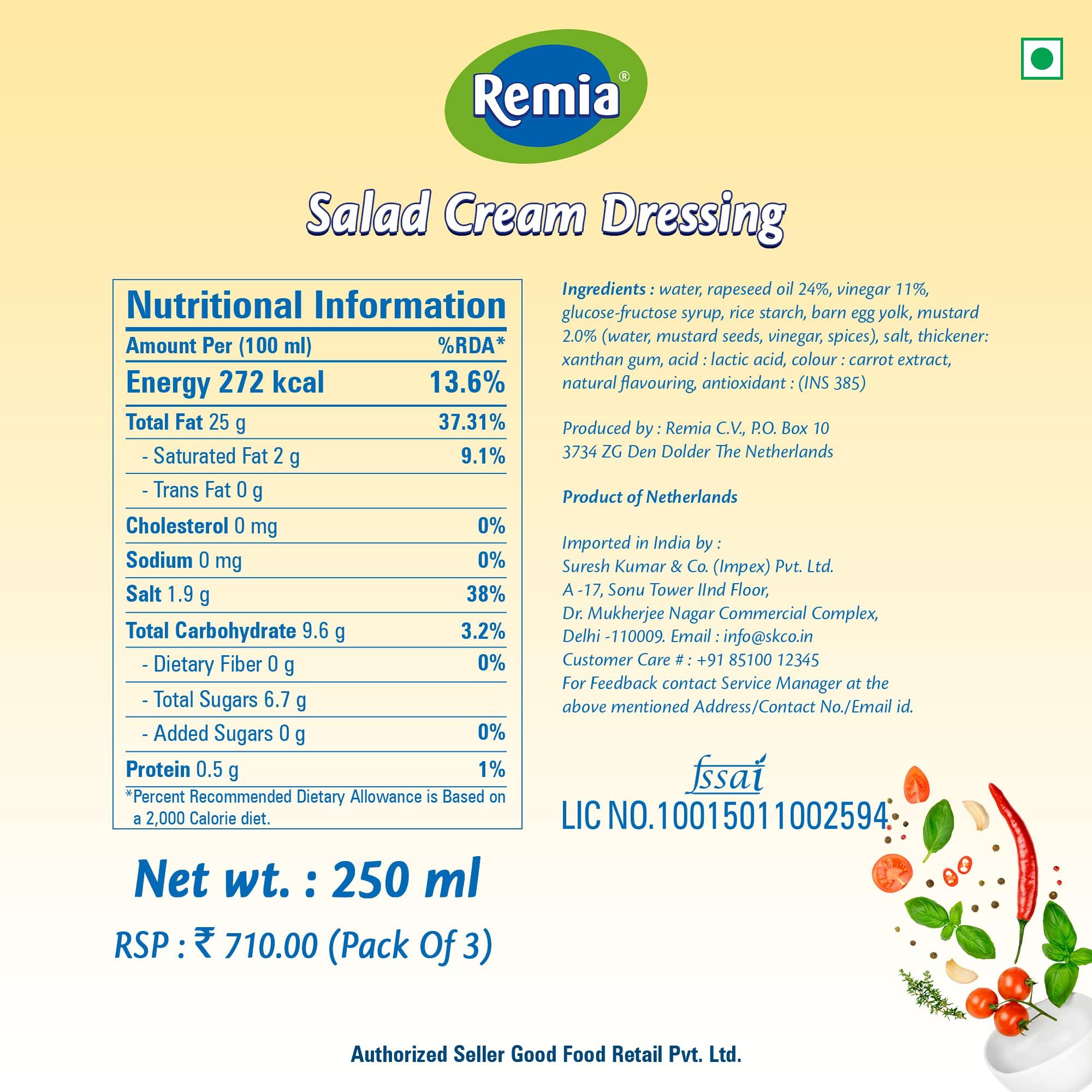 Remia Remia Blue Cheese + Garlic + Salad Cream, White, Purple & Green, 250 g, Pack of 3