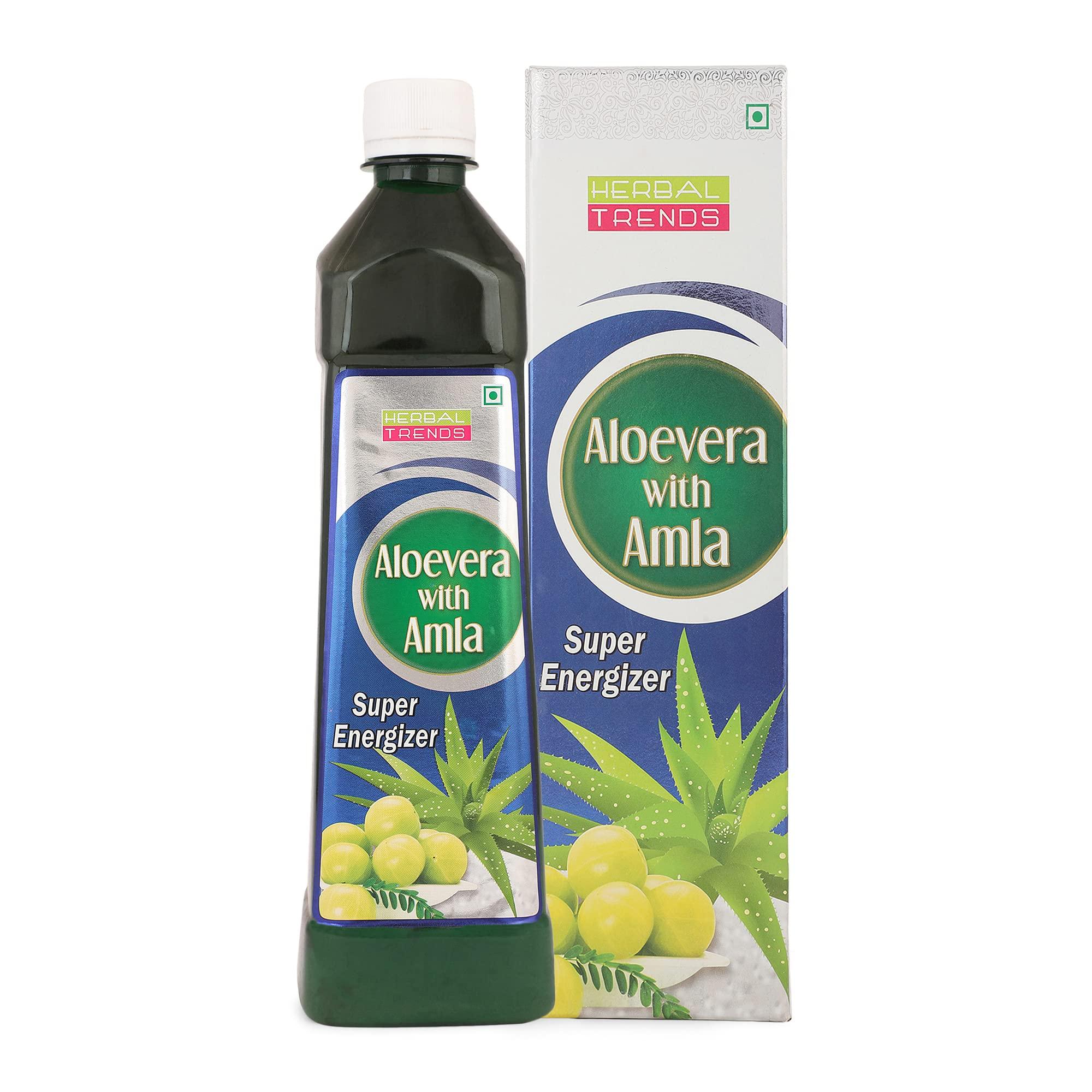 Herbal Trends Herbal Trends Aloe Vera with Amla Juice Super Energizer - Pure, Fresh, Undiluted, 100% Natural -1 Litre- Himachal Pradesh