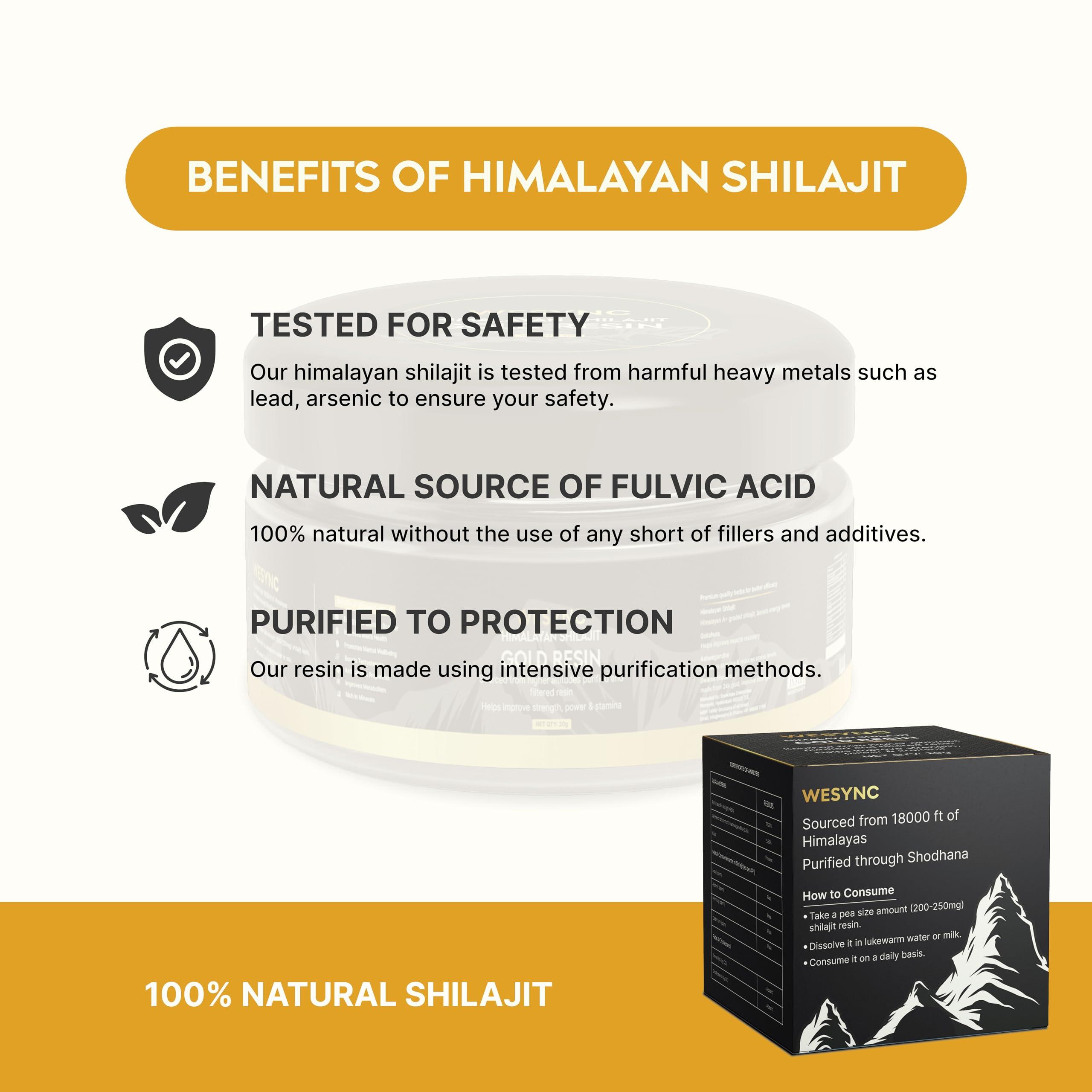 Wesync Himalayan Shilajit/Shilajeet Helps in Boosting Stamina, Energy, Vitality & Overall Health - 20g