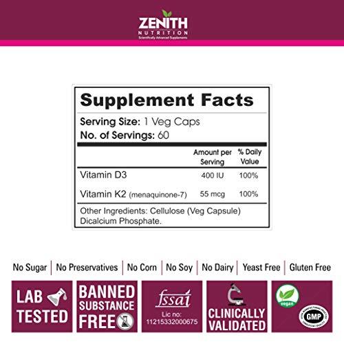 Zenith Nutrition Zenith Nutrition Vitamin D3 & K2 60 Veg caps | Bone Health | Boosts Immunity