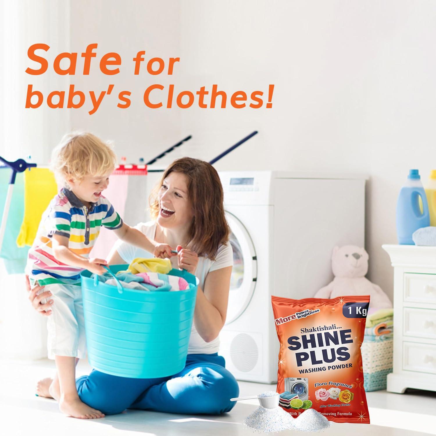 Shaktishali SHINE PLUS Shaktishali SHINE PLUS Detergent Washing Powder 1 kg | Free Scoop | Double Power Premium Detergent Powder | Dissolves Easily