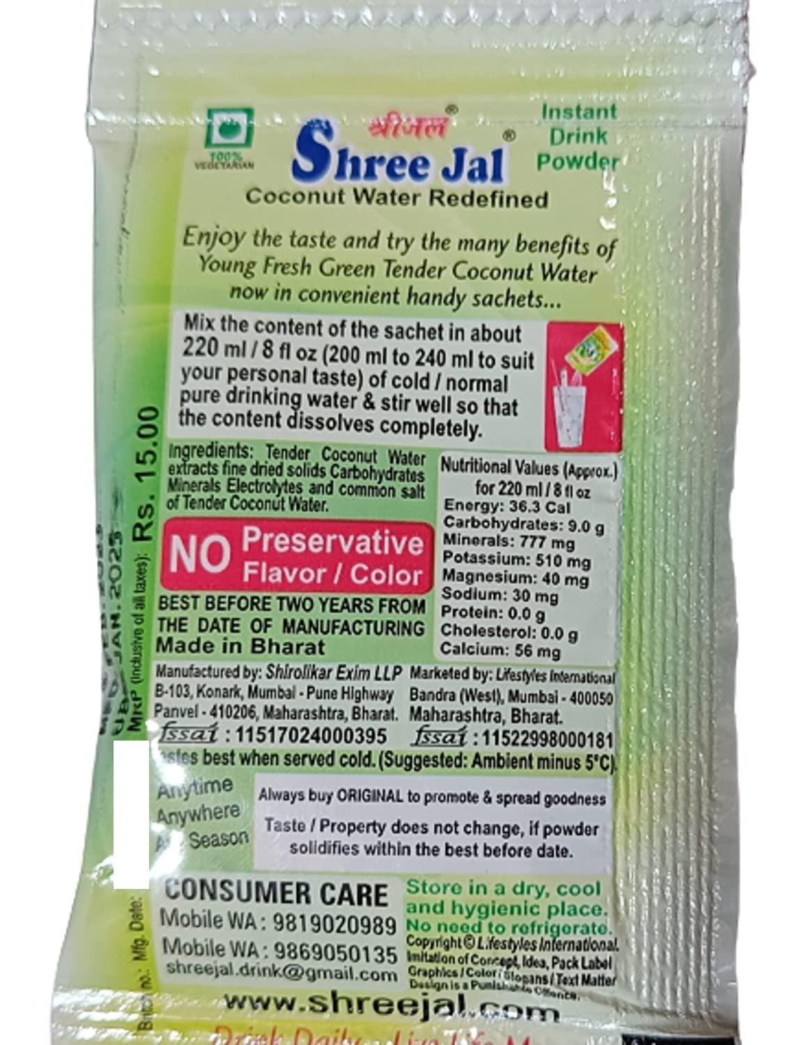 Shreejal Shreejal Coconut Water Mix Economy Pack of 40 Sachets, (11 Gram Each)