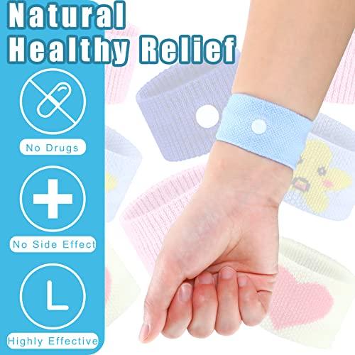 Tondiamo 4 Pairs Kids Motion Sickness Bands Travel Wristbands Kids Motion Sickness Relief Band Nausea Bands Motion Sickness Wristbands Car Sickness Bracelet for Kids for Morning Sea Flying Travel