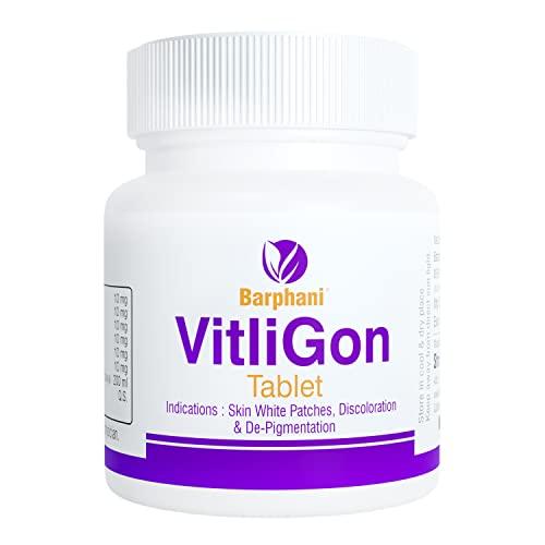 BARPHANI Barphani VitliGon Tablets - Super Effective on Vitiligo White Patches, Discolouration, De-Pigmentation, Faster Results, Helps Restricts Spread- 60 Tab Pack