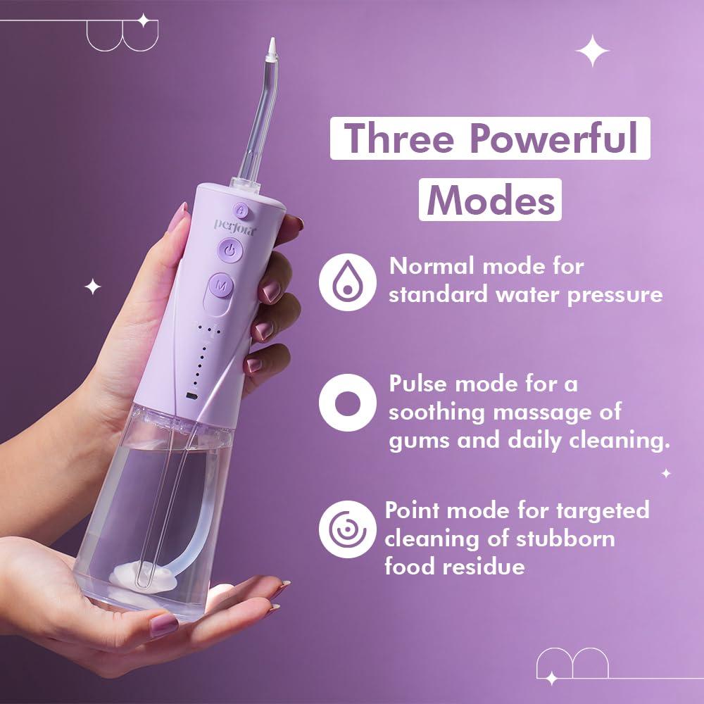 Perfora Perfora Power Water Dental Flosser | 1 Year Warranty | Floss, Electric Toothbrush, Dental Flosser For Teeth Oral Care, 3 Modes - Electric Brush 002 & Flosser Combo|Himalayan Lavender & Lilac Lavender