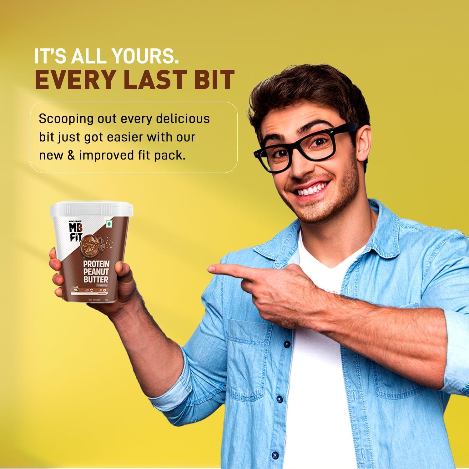 MuscleBlaze MuscleBlaze Fit High Protein Peanut Butter, Creamy (Dark Chocolate Spread, 1kg) | 27g Protein | With Pea Protein & Whey Protein Concentrate | Fit Pack