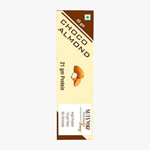NUTS'MOR NUTS'MOR- Protein Bars-Choco Almond 21gm Protein Bar- Pack of 6 (6 x 69g) - No Added Sugar - All Natural