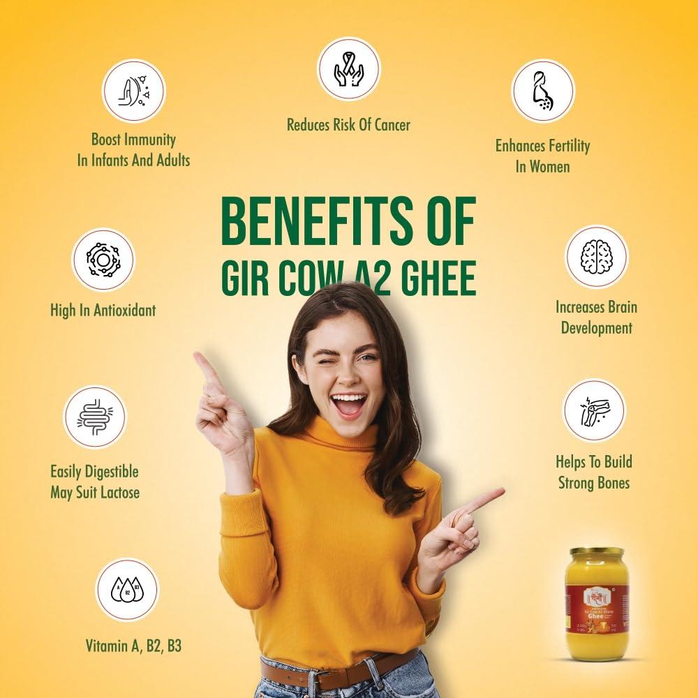 YOGRATNAYOGI YOGRATNAYOGI Organic A2 Gir Cow Ghee, Pure Bilona Method Ghee, Hand Churned Grassfed Traditional Method Immunity Booster Natural and Healthy Lab Certified (500ml)