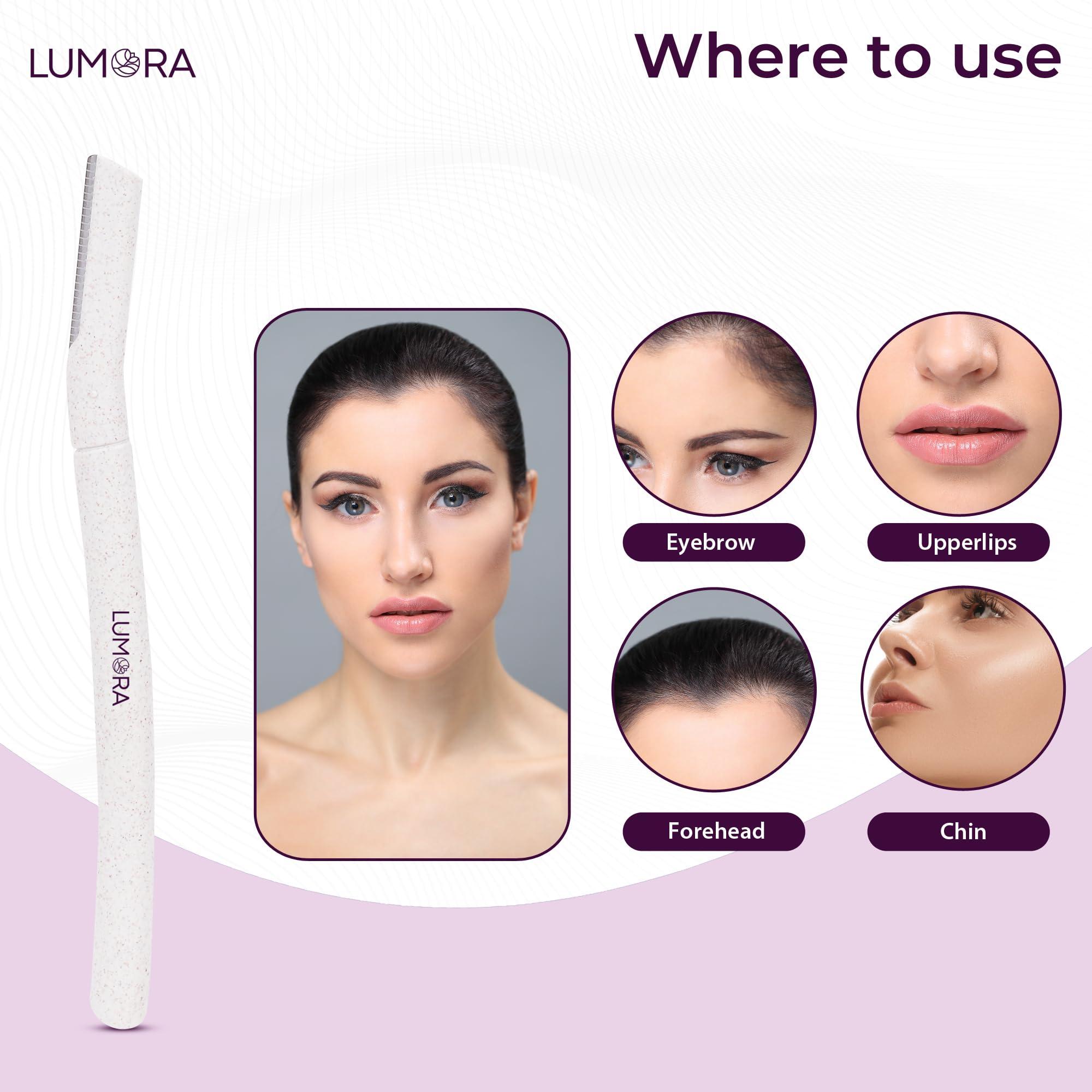 LUMORA Lumora Face Razor for Women - 2 Razors | Facial Razor for Eyebrows, Upper Lips, Chin, Forehead and Sideburns | German Stainless Steel Blade & Firm Grip | Smooth & Instant Facial Hair Removal Razors