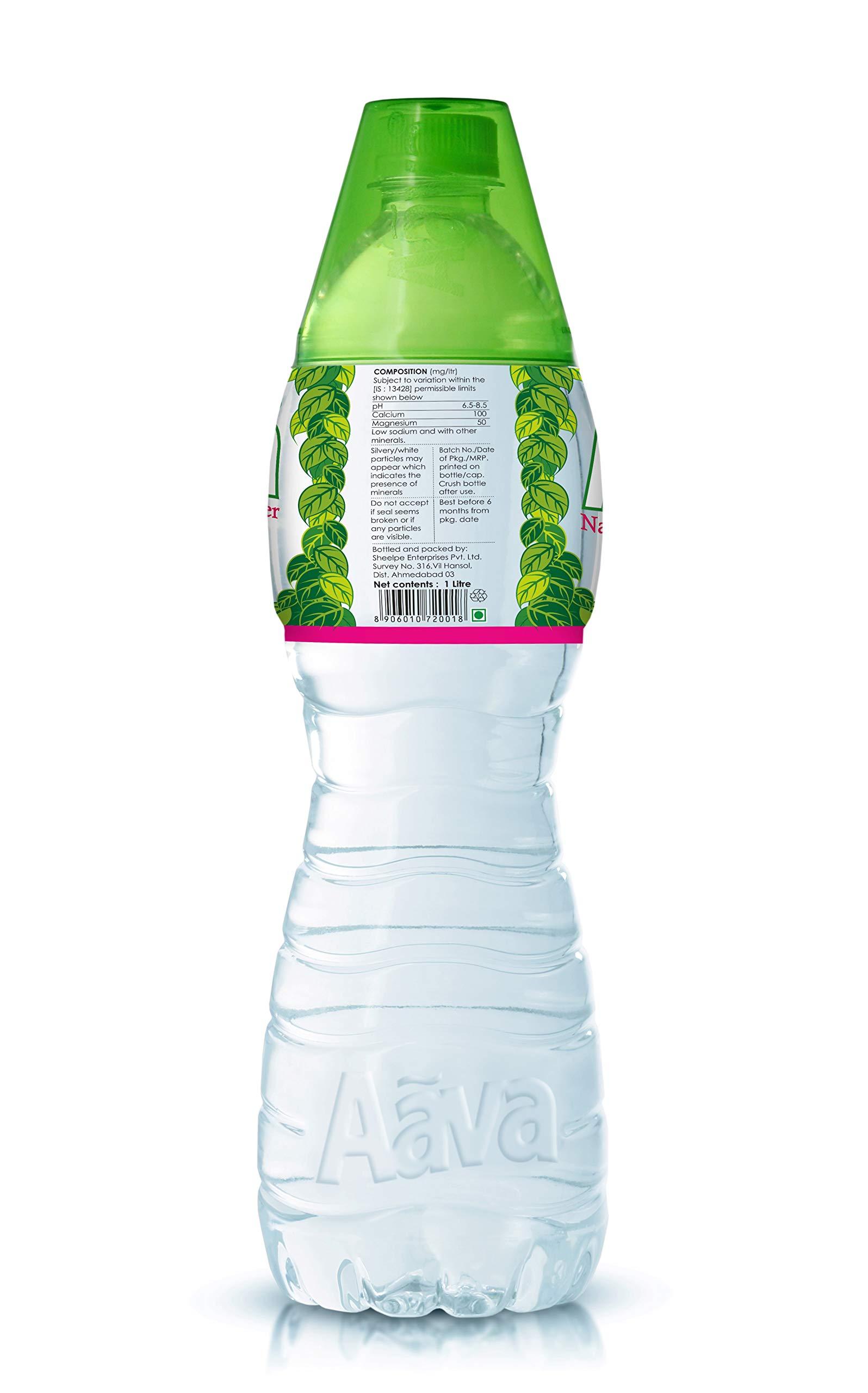 AAVA Aava Naturally Alkaline Mineral Water 1 LTR Cup-Cap | Pack of 12 (Origin Aravalli Hills , 100% Alkaline pH 8.0+ , Benefits of Calcium & Magnesium)