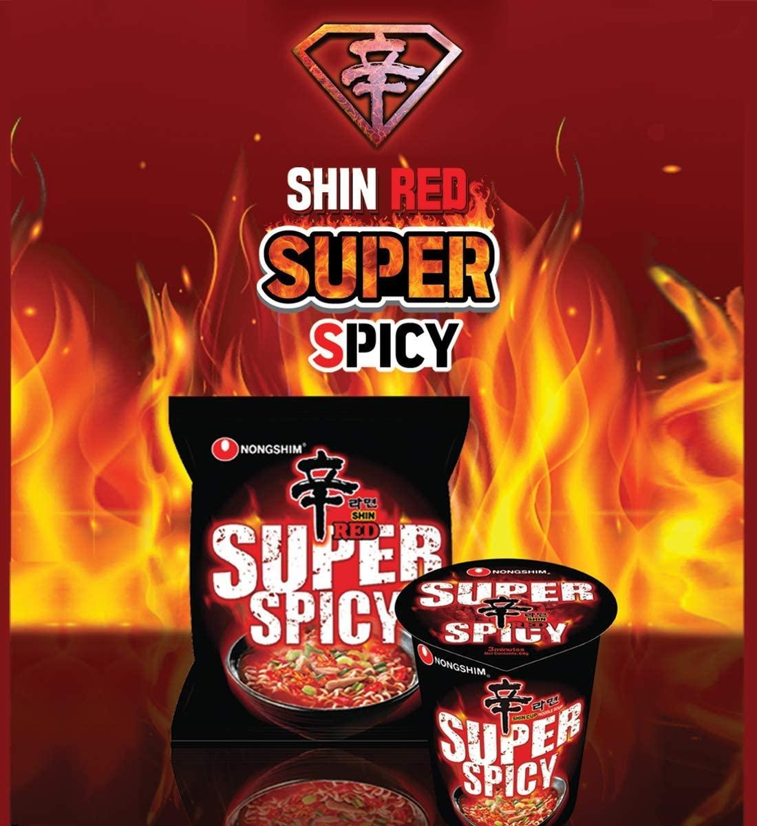 NOTTACIA NOTTACIA Nongshim Shin Ramyun, Red Super Spicy,Stir Fry, Kimchi & Veggie Instant Noodles 120Gm*5Pack (Pack Of 5) (Imported), 120 Grams