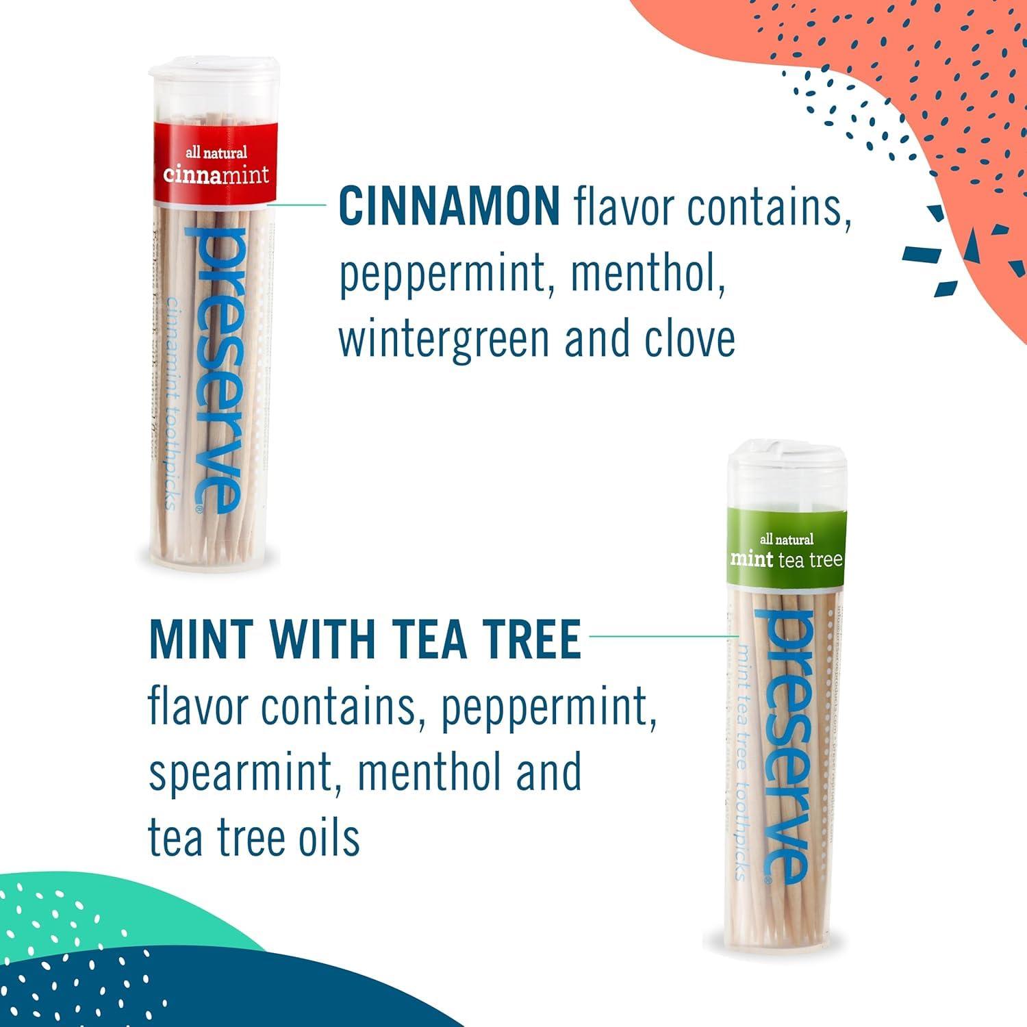 Preserve Preserve Flavored Toothpicks, Mint Tea Tree, 3 Count