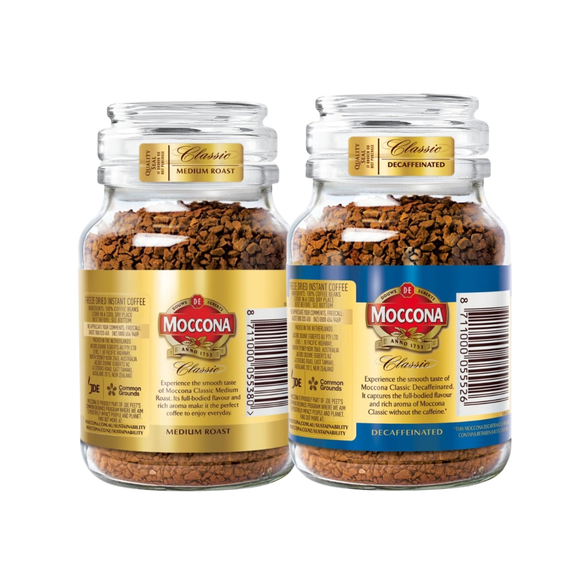 Moccona Moccona | Classic Medium Roast| Classic Decaffinated| Instant Coffee | 200g | Combo of 2