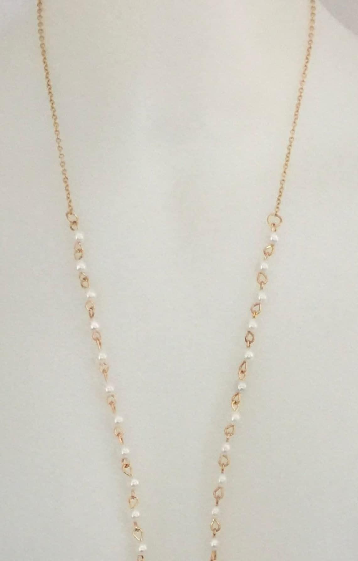 Roscoe Roscoe Face Mask Chain Lanyard Eyeglass Glasses Chains, Mask Chain Necklace Holder lanyard Unisex Mask Strap Eyeglass Chains Pearl Beaded Reading Eyeglass Holder Eyewear Retainer Adjustable Eye Glasses Holder (Pearl)