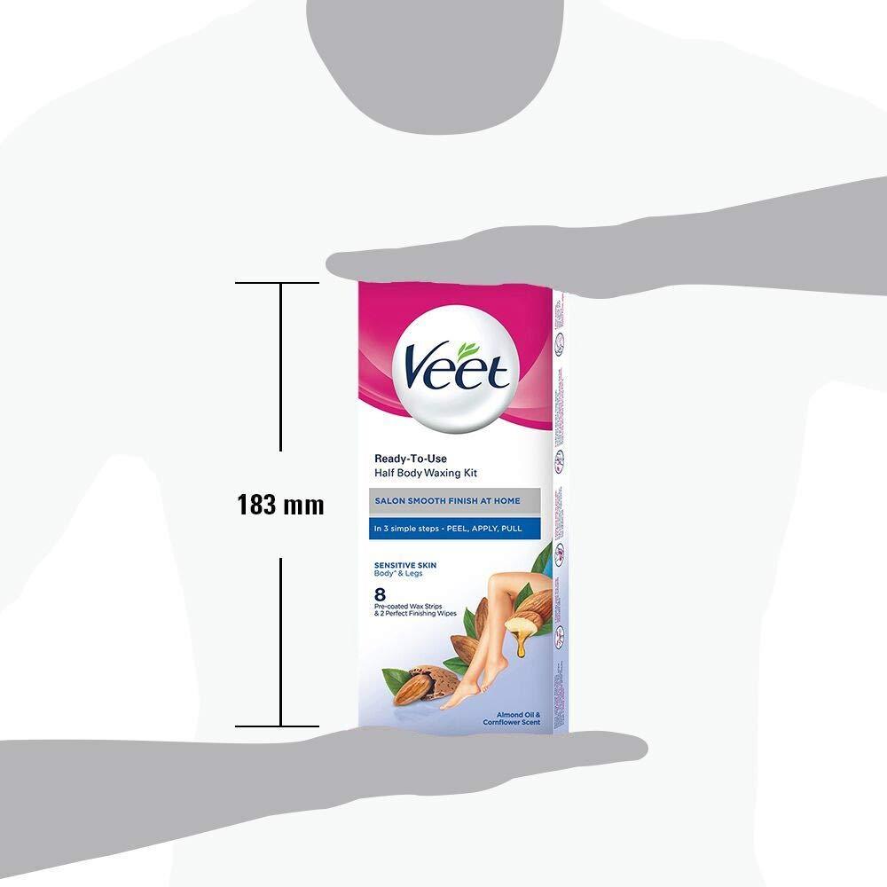Veet Veet Full Body Waxing Kit For Sensitive Skin - 8 Strips - Old Formulation - Women, Pack of 1
