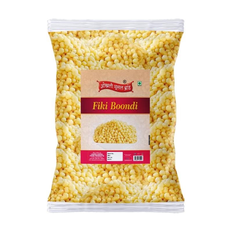 OKHLI MUSAL BRAND OKHLI MUSAL BRAND Bundi Chach Buttermilk Curd Dahi Raita Boondi Snacks | Nagpur Khari Boondhi Boondi for Raita Plain Boondi Fiki Boondi Sada Boondi Murmure | Healthy and Hygenic Bundi-850g*1Pack