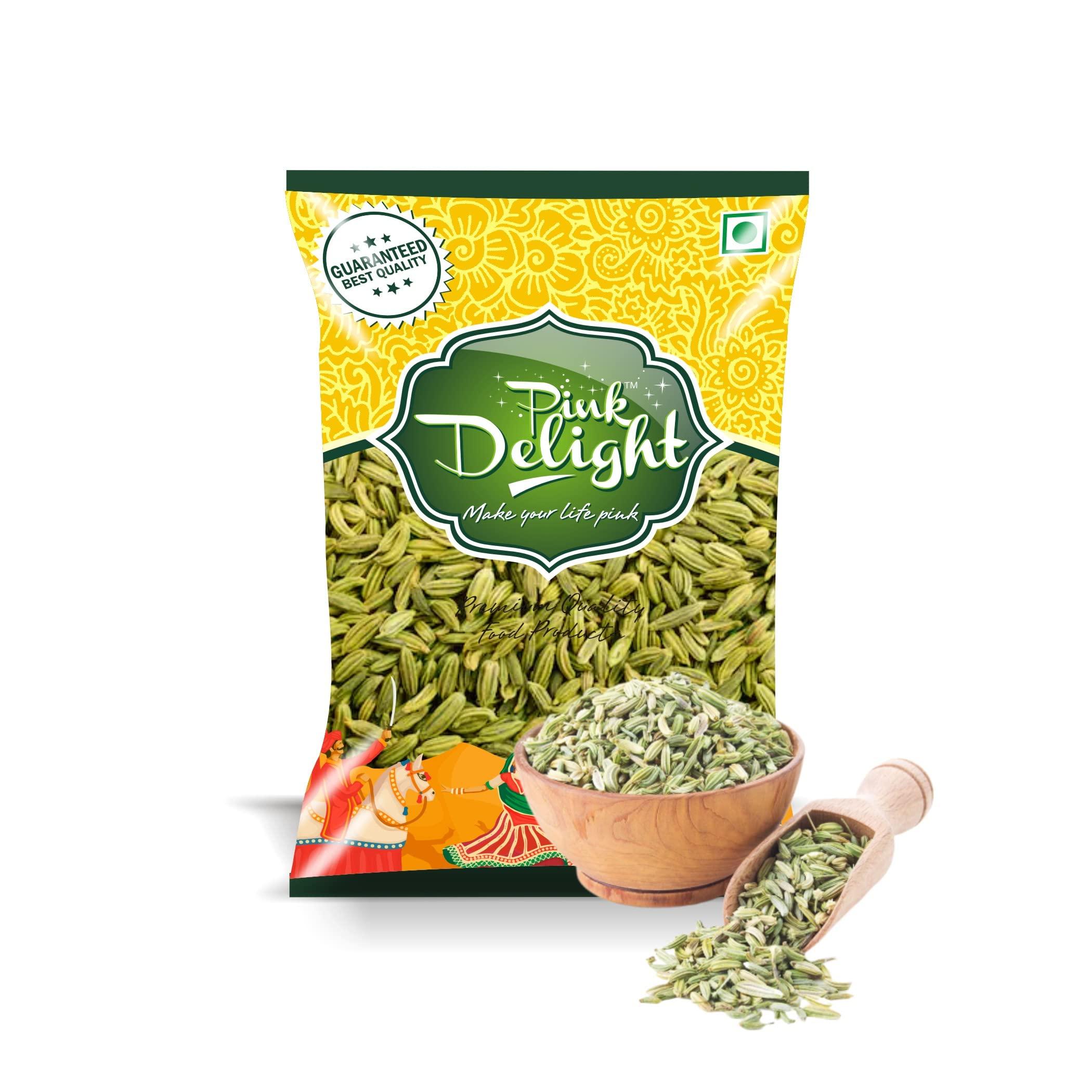 Pink Delight Pink Delight Premium Cooking Saunf | Fennel Seeds | Naturally Green | Mota Dana | 200 Gm Pack (Pack Of 2)