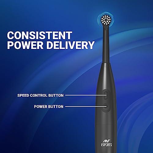 Ant Esports Ant Esports Alpha 360 Oscillation Electric Toothbrush with 2 Brush Heads, Sonic Toothbrushes 28,000 VPM, IPX7, Ergonomic Designs, last long for 40days - Black