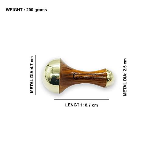 Casaveda Casaveda Face & Acupressure Double Sided Kansa Wand Iastem Tool Massager With Teak Wood Handle For Detoxification And Deep Relaxation (Natural Brown, Small)