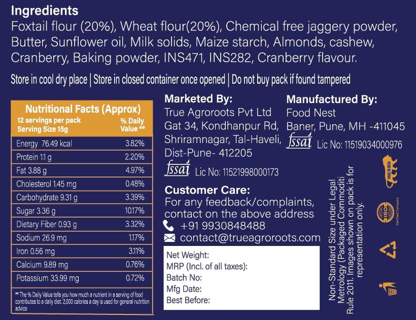 The Healthy Binge Fruit N Nut Millet Cookies No maida or refined sugar Diet healthy snacks for kids and adults Jaggery digestive cookies with protein 180g