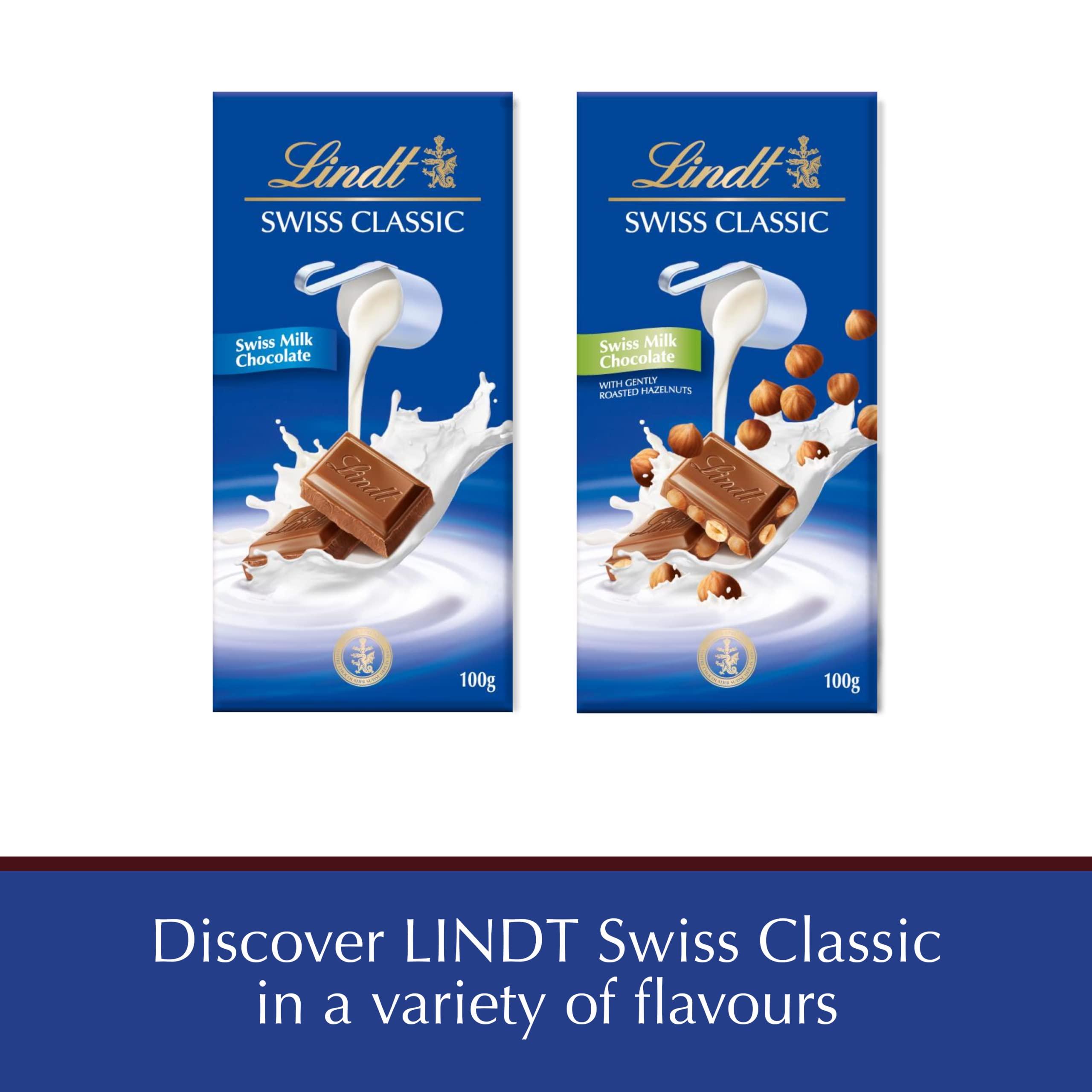 Lindt LINDT SWISS CLASSIC Milk Chocolate Hazelnut 100g (Pack of 2)