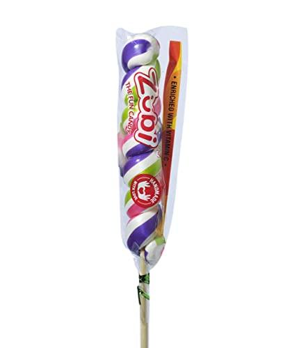 ZUBI THE FUN CANDY Zubi Swirl Stick Lollipops (36 Pcs Per Box) Assorted Fruit Flavour