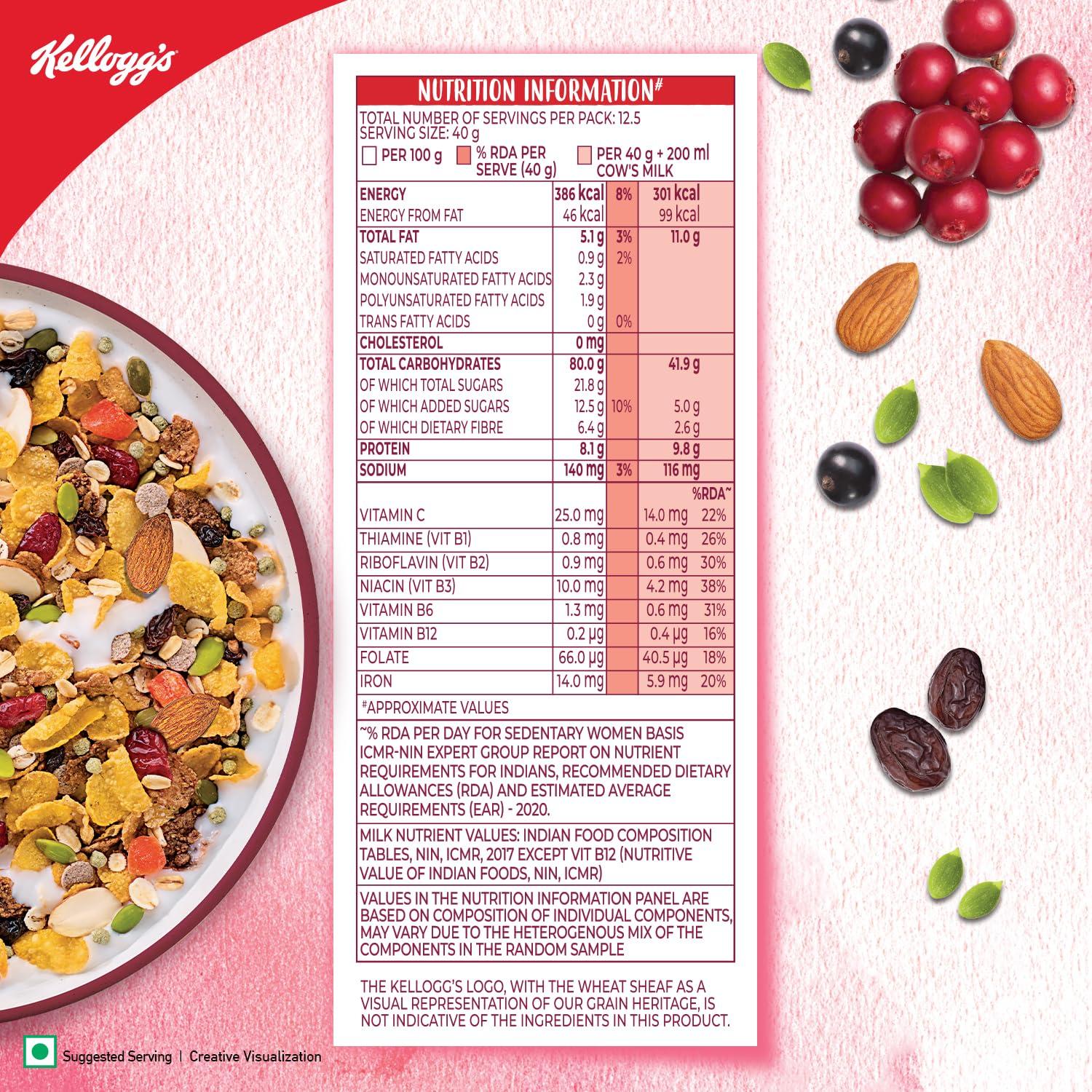 Kellogg's Kellogg's Multigrain Muesli & Granola Promo Pack | Kellogg's Granola Almonds & Cranberries 140g with Kellogg's Muesli 21% Fruits, Nuts & Seeds 750g | Goodness of Cranberries | Source of Fibre
