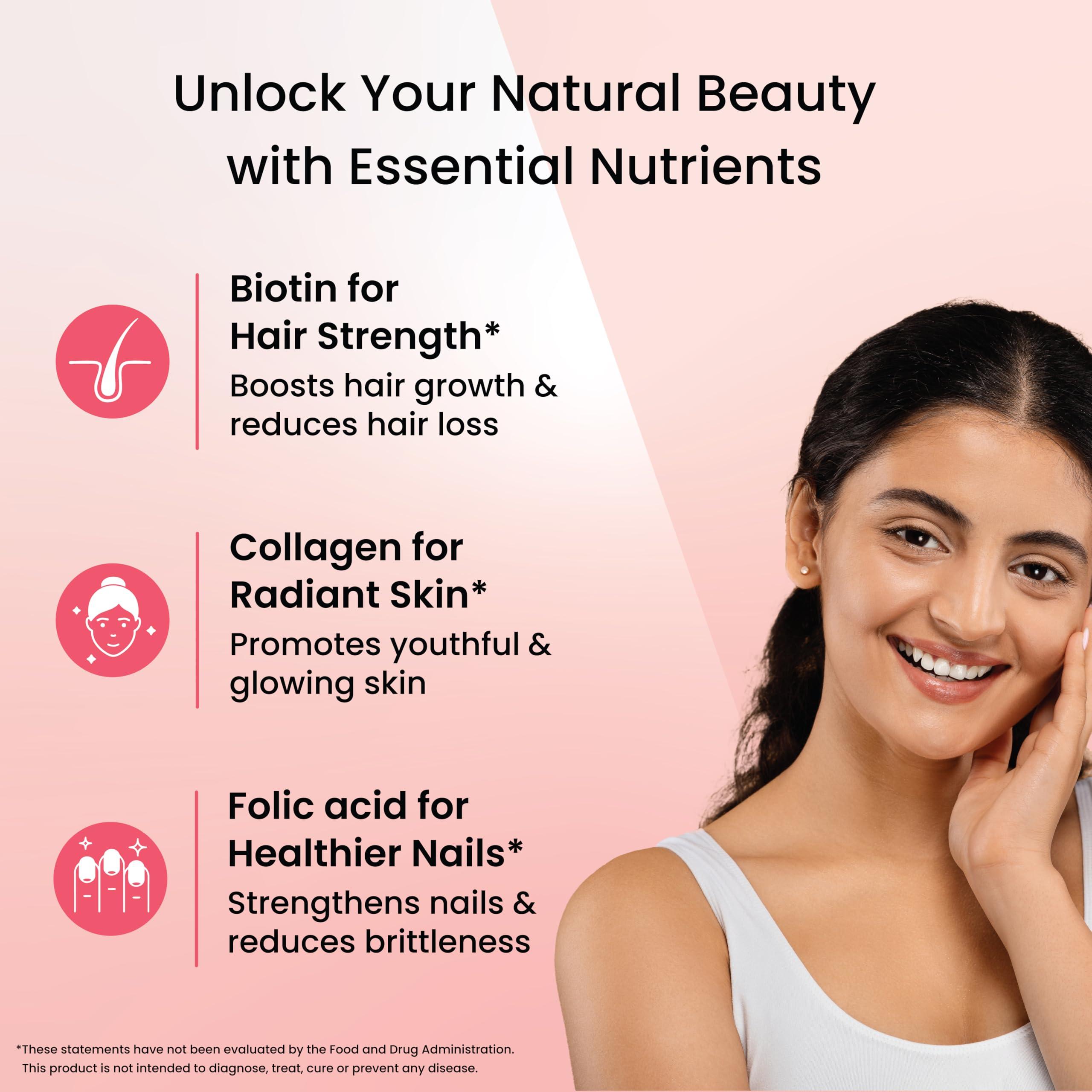 TATA 1MG Tata 1mg Hair, Skin & Nails Supreme Biotin Capsule with Collagen, Zinc, Iron and Vitamin B, For Men & Women, Pack of 60