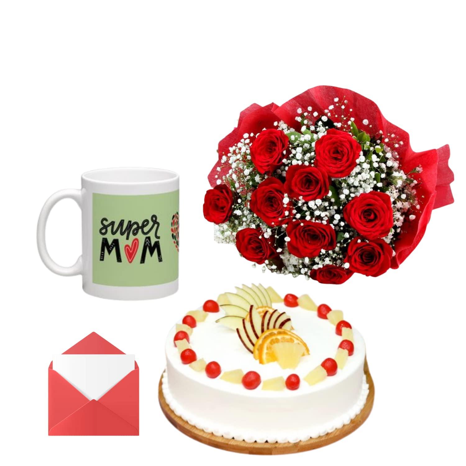 80 ROSE GARDEN 80RoseGarden | Cake for valentine Day | Gift For Someone Special, Lover | Fresh Fruit Cake 500 Grams | 01 Printed Mug | 01 Greeting Card | Next Day Delivery