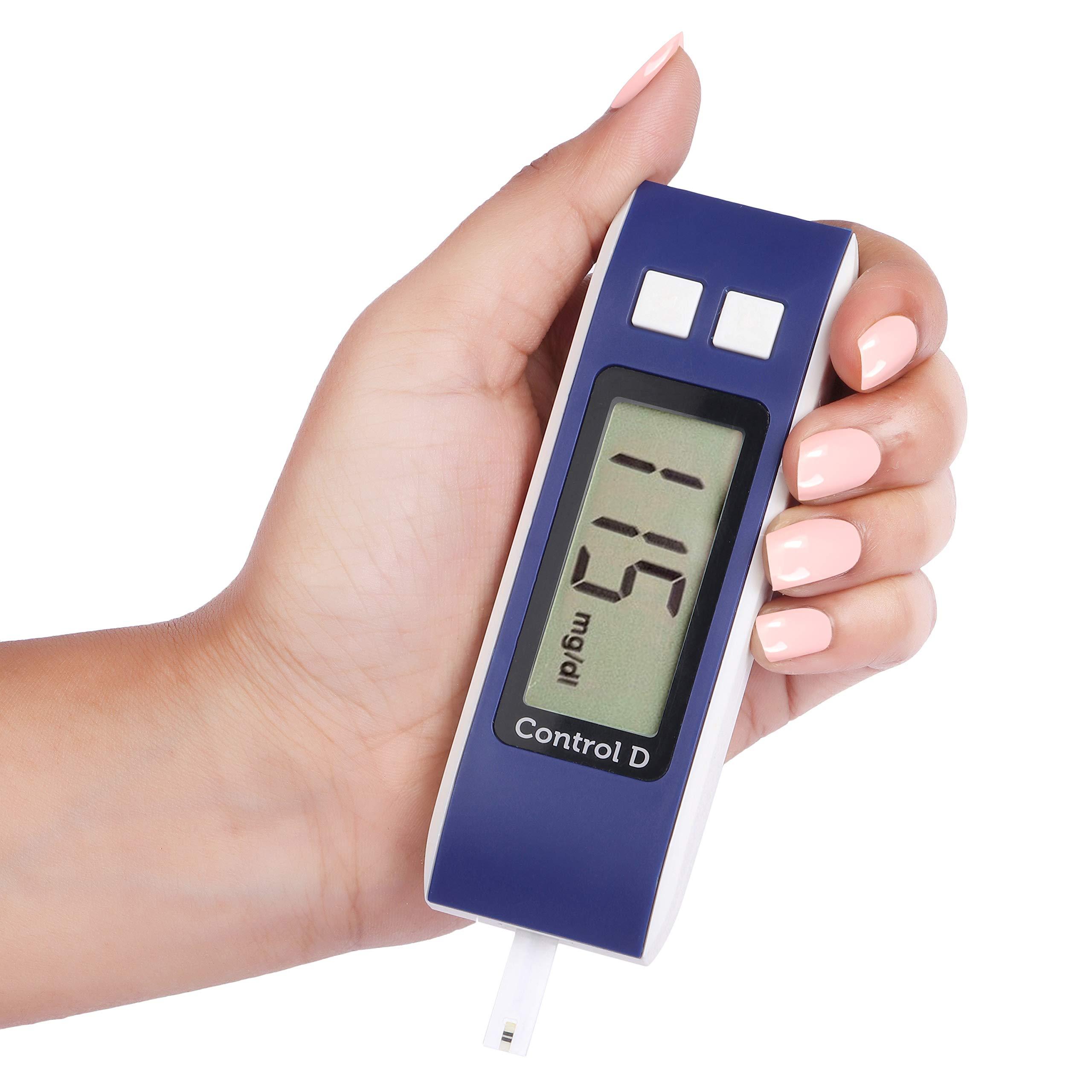 Control D Control D 50 Strips & Blue Digital Glucose Blood Sugar testing Monitor Machine
