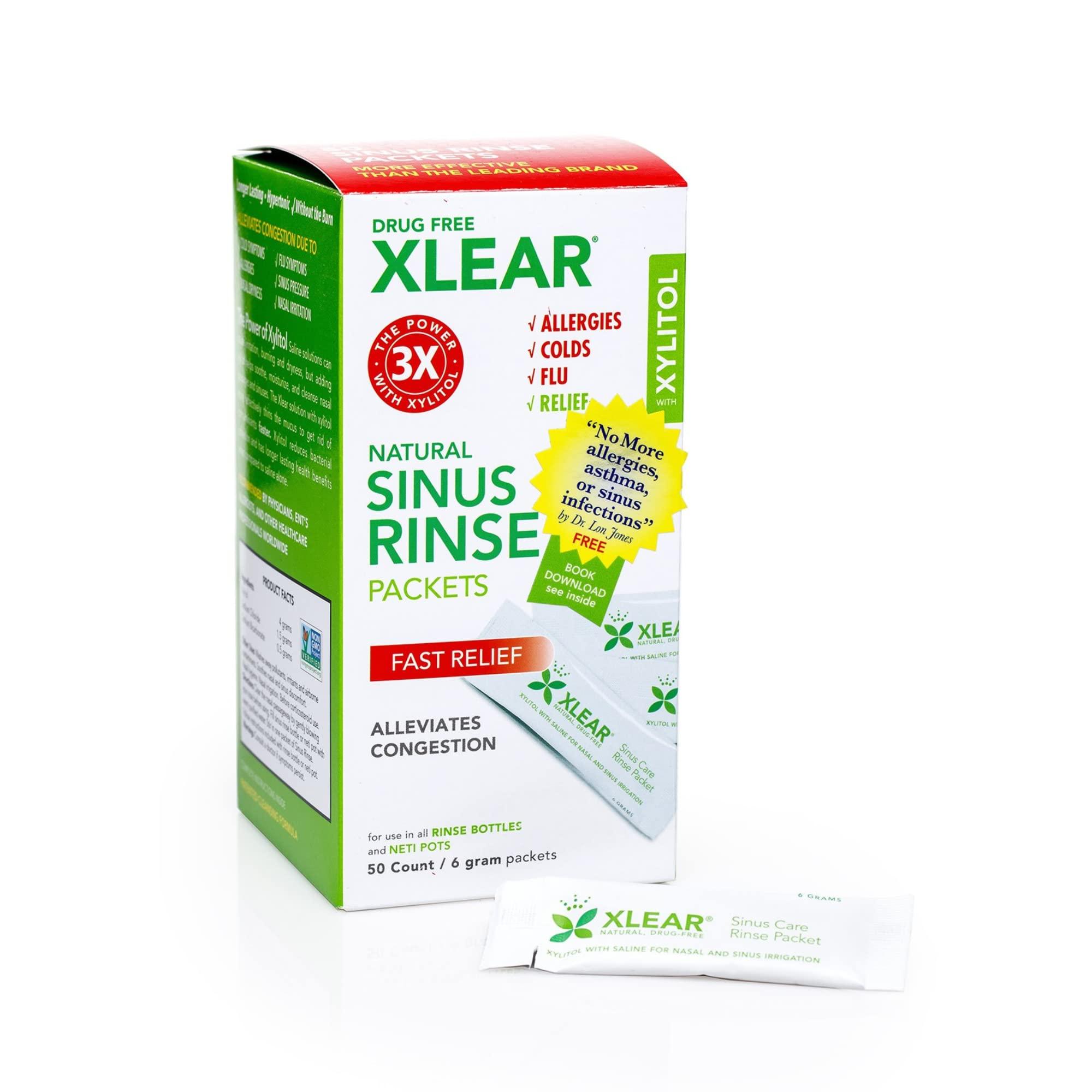 Xlear Xlear Natural Neti Pot Sinus Rinse Refill Packets, Sinus Relief Saline Nasal Rinse with Xylitol (50 Packets) : 50 Count