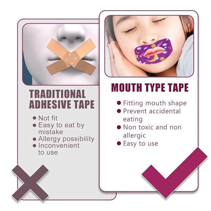JAMBUVANTI JAMBUVANTI 30 Pcs Mouth Tape for Kids Sleeping and Reduced Snoring Tapes Anti Snoring and Less Mouth Breathing Gentle Mouth Tape for Kids multicolor
