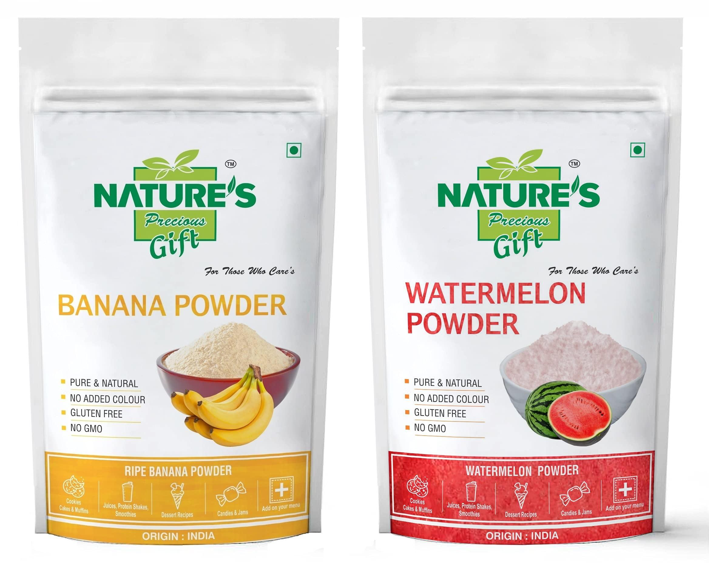 NATURE'S GIFT - FOR THOSE WHO CARE'S NATURE\'S GIFT - FOR THOSE WHO CARE\'S Banana Powder & Watermelon Fruit Powder -100 GM Each (Super Saver Combo Pack)