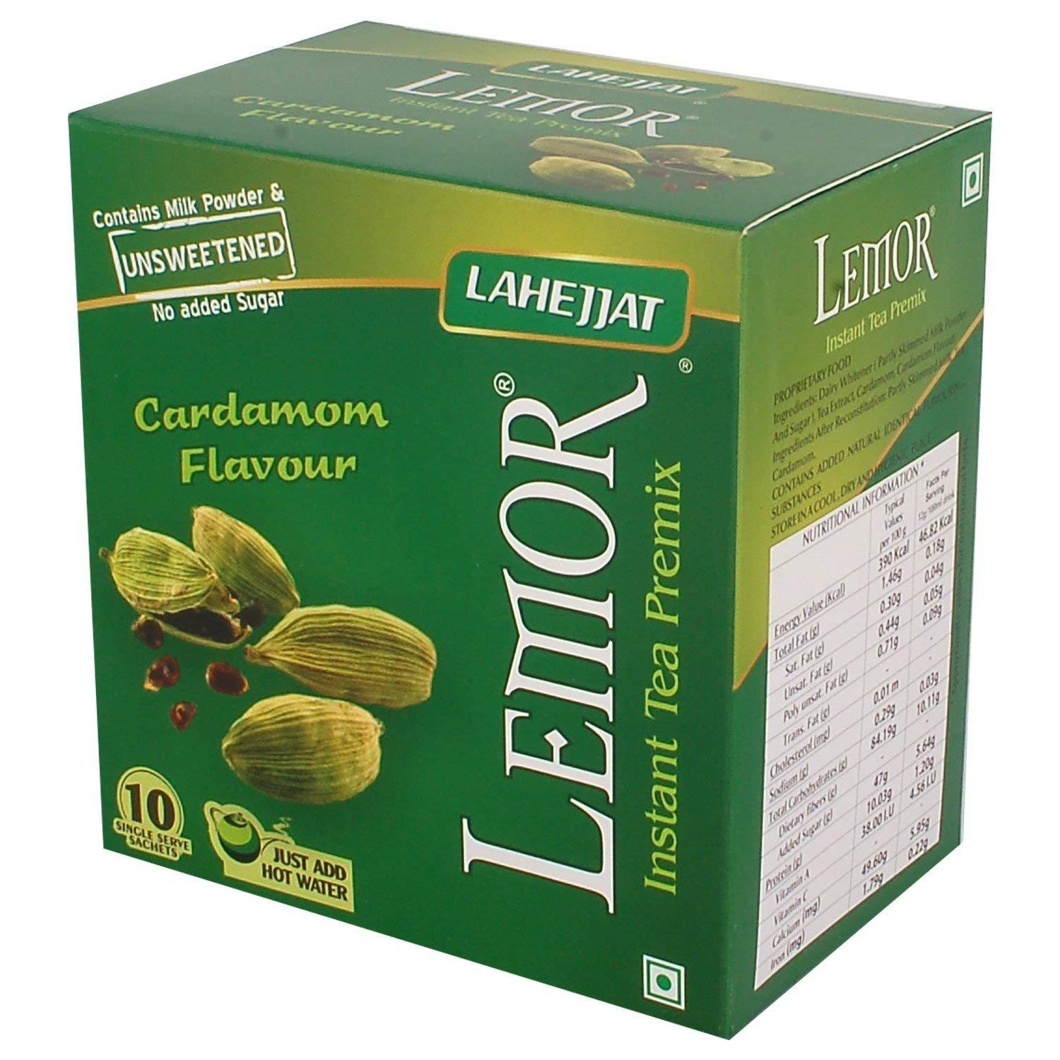 Lemor Lemor Cardamom Unsweetened Elaichi Flavour Instant premix Tea pack of 2 x 10 Tea Bags