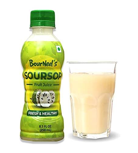 BourNeel's BourNeel\'s Soursop Pack of 2 (2 Soursop Fruit Juice 250ml + 1 Soursop Leaves & Stems Powder 100gm) | Immunity & Energy Booster | Fresh Organic Natural & Real Healthy Graviola Laxman Phal Pulpy Juice Drink |Soursop Kadha Tea | High Vitamin C |