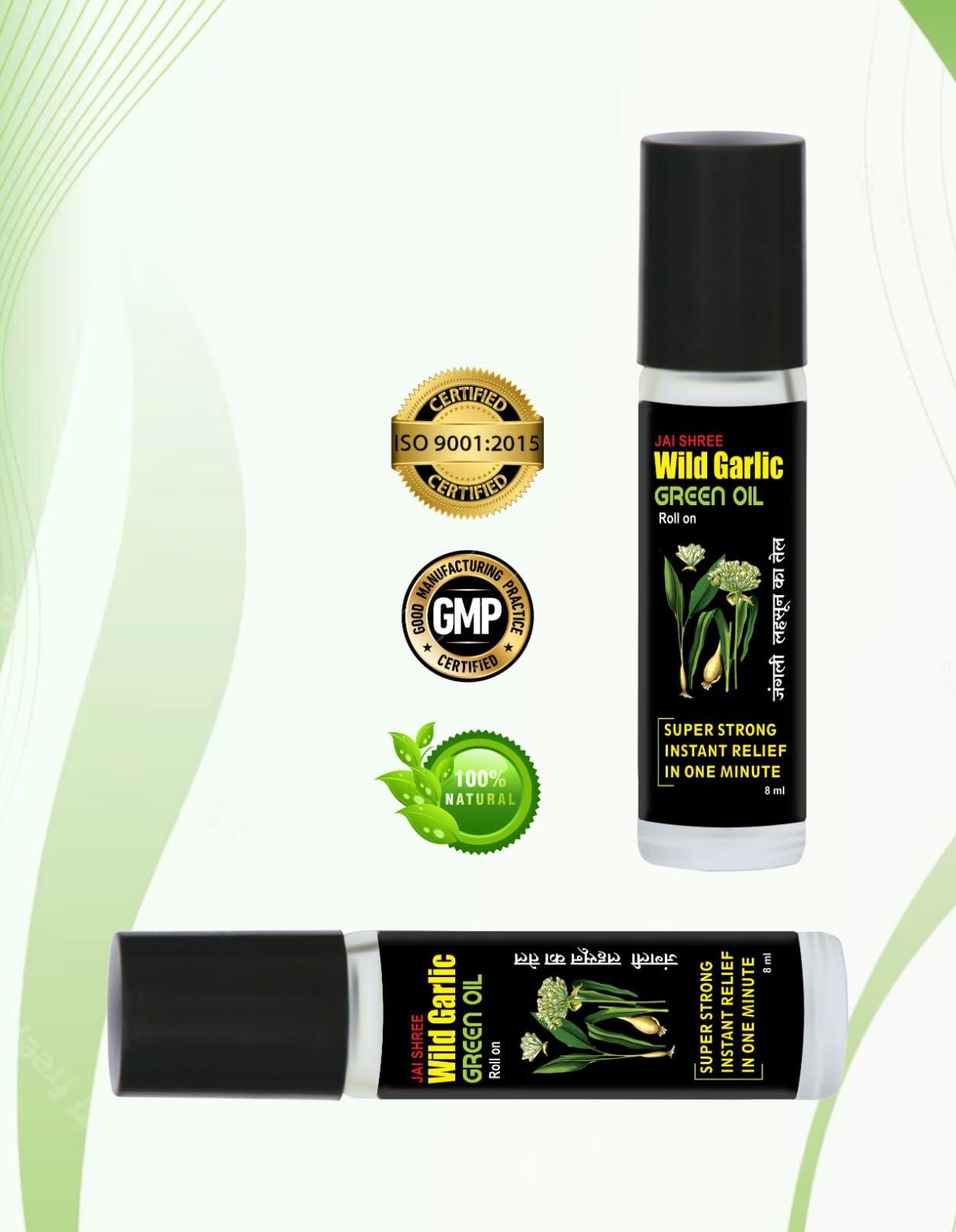 JAI SHREE DHATURE KA TEL Jai Shree Wild Garlic Green Oil Roll-On Super Strong Instant Relief in One Minute - 8ml (30ml free Rrefeel)