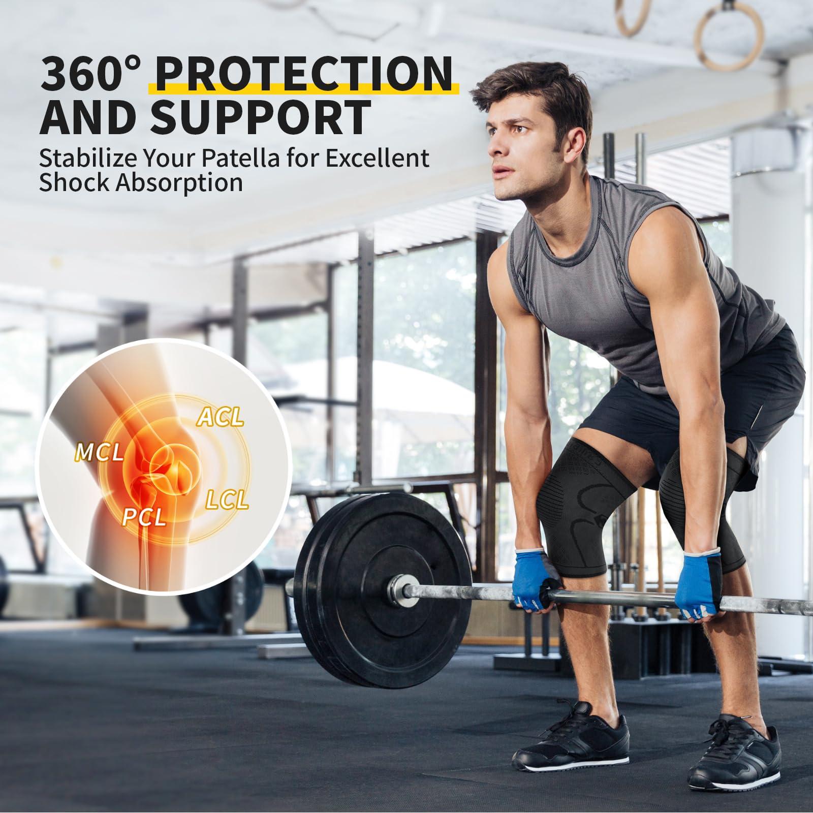 CAMBIVO CAMBIVO 2 Pack Knee Brace, Knee Compression Sleeve for Men and Women, Knee Support for Running, Workout, Gym, Hiking, Sports (Slate Blue,Medium)